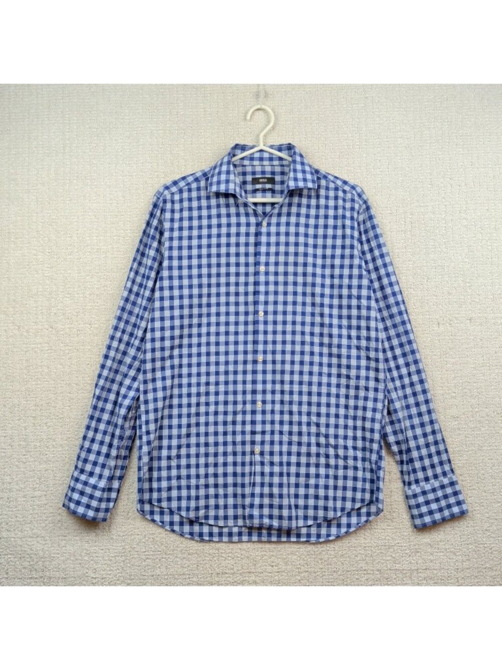 Hugo Boss Tailored Finest Italian Fabric Long Sleeve Check Plaid Shirt 39 / 15.5
